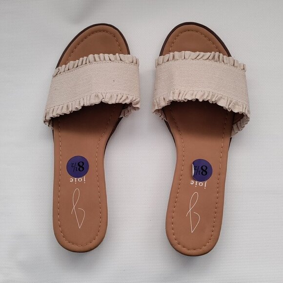 Joie Eidel Sandals Shoes Size 8.5 M Cream Ruffle Slides Coastalcore Beachy - Picture 2 of 5